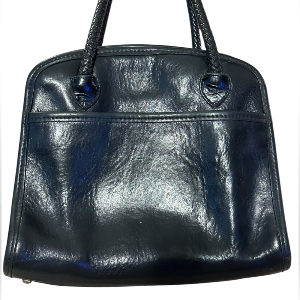 Brighton Black Leather Handbag with Silver Plated Accents EUC - Picture 4 of 16